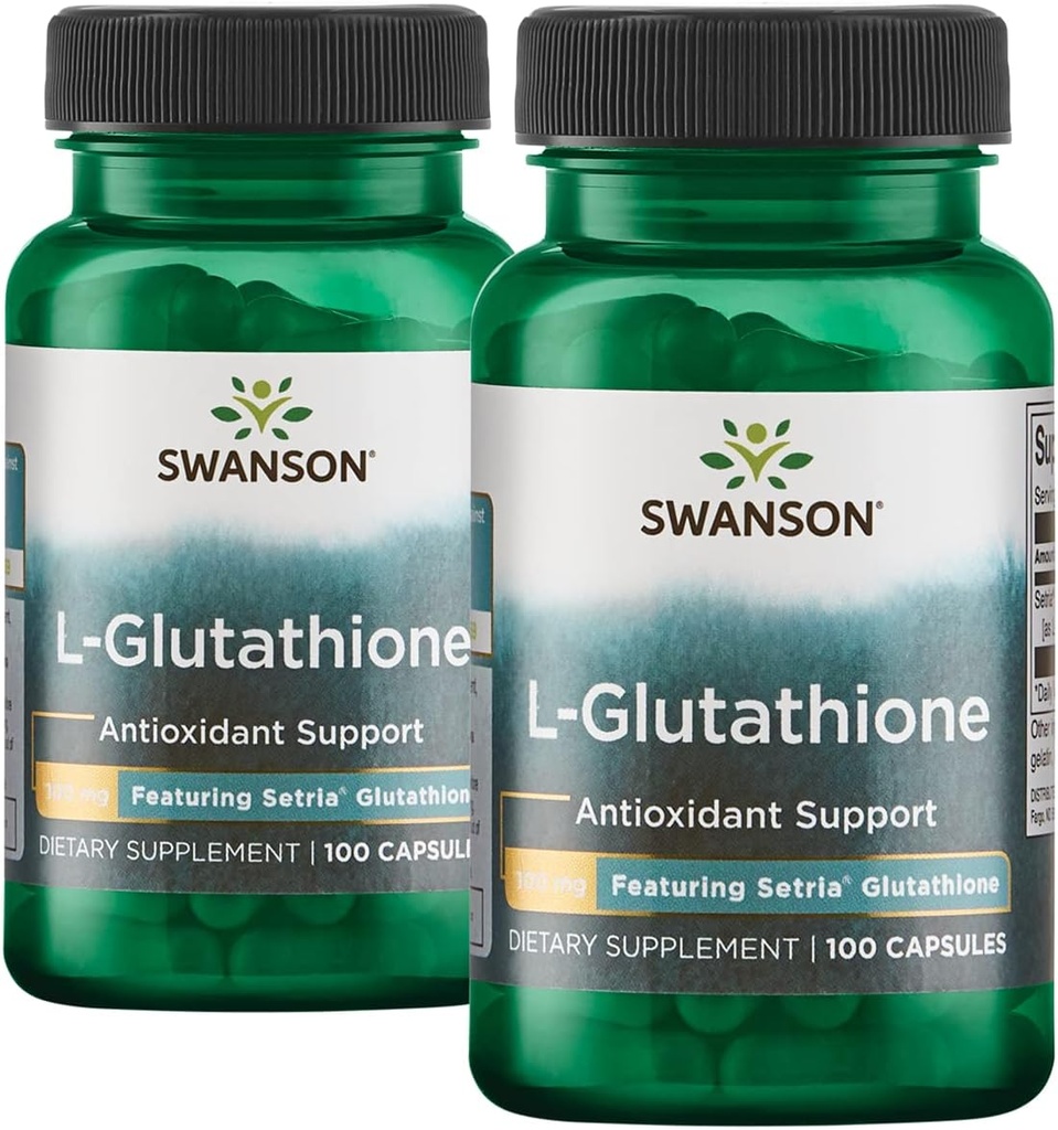 Swanson Amino Acid L-Glutathion 100 Milligrammes 200 Capsules 2 Bouteilles