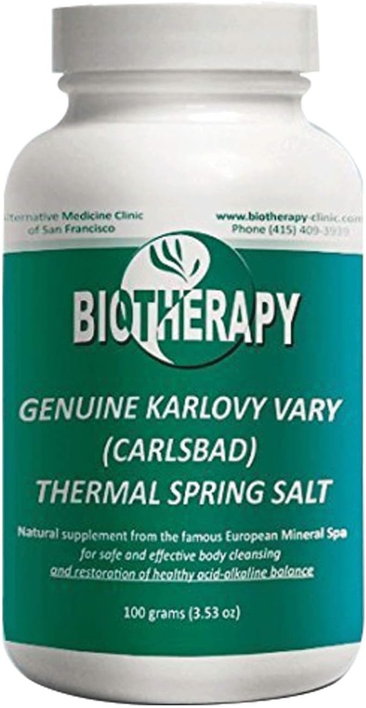 Biothérapie Véritable Karlovy Vary Healing Mineral Water Thermal Spring Salt - Natural Mineral Supplement Body Cleanser - Support Système immunitaire et Restaurer l'équilibre acide-alcaline - 100 Gram (3.53oz)
