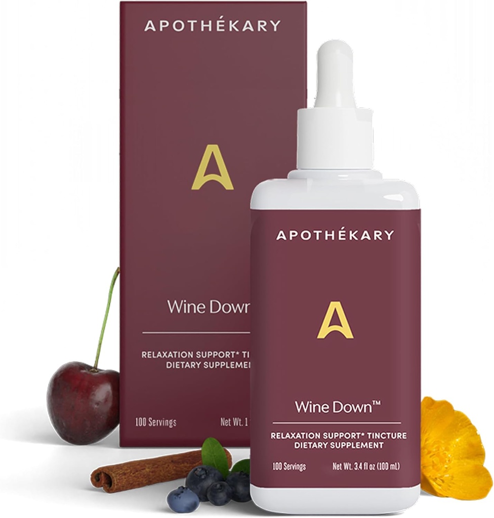 Vin apothékaire, soutien naturel pour le sommeil et la détente, gouttes liquides à base de vin rouge sans alcool, composées de Vervain bleu, Tart Cherry et California Poppy, 4 oz, 100 portions