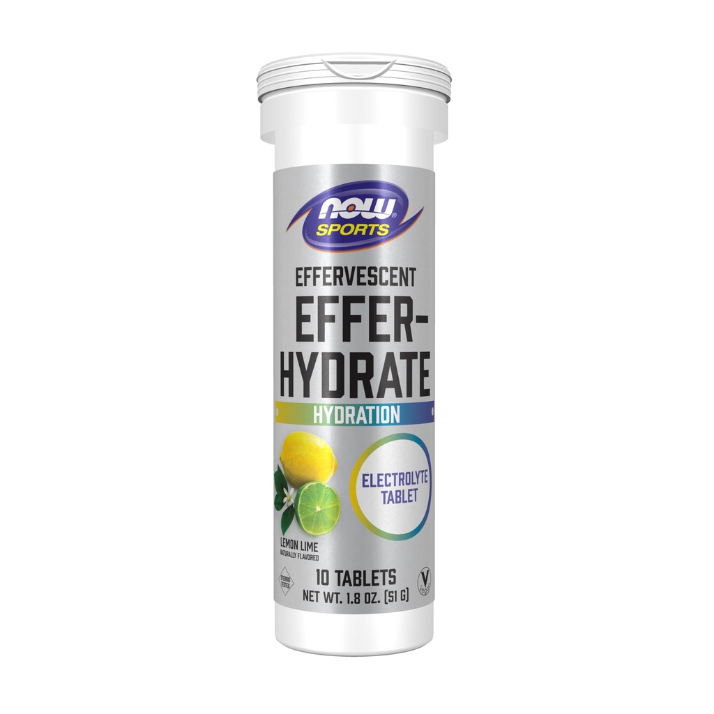 MAINTENANT Aliments Sports Nutrition, effervescent effer-Hydrate, supplément d'électrolyte, récupération*, citron, 10 comprimés