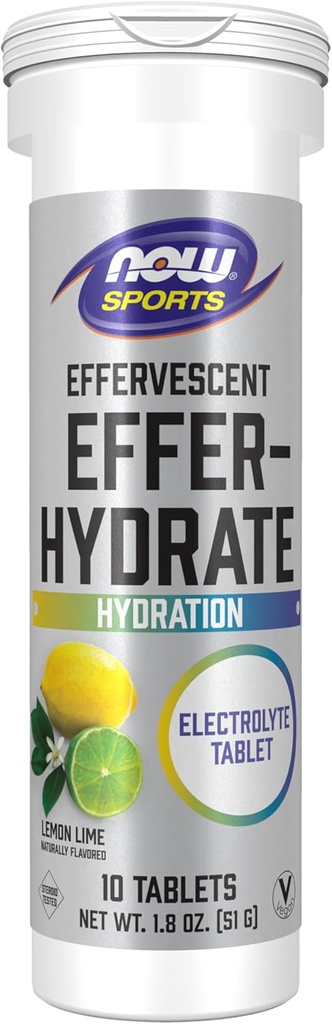 MAINTENANT Aliments Sports Nutrition, effervescent effer-Hydrate, supplément d'électrolyte, récupération*, citron, 10 comprimés