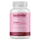 BESTVITE acétyl L-Carnitine 500mg et acide alpha lipoïque 200mg par gélule avec biotine (120 capsules végétariennes) - Pas de stéarates - Vegan - Non OGM - Sans gluten