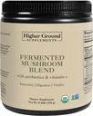 Mélange de champignons fermentés de 6 champignons cultivés de qualité supérieure. Prébiotiques, fibres et vitamine C pour l'immunité.