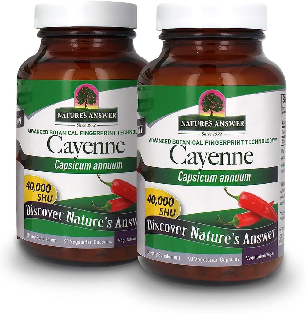 Nature's Answer Cayenne Pepper Powder Capsule Supplement, 90-Count.