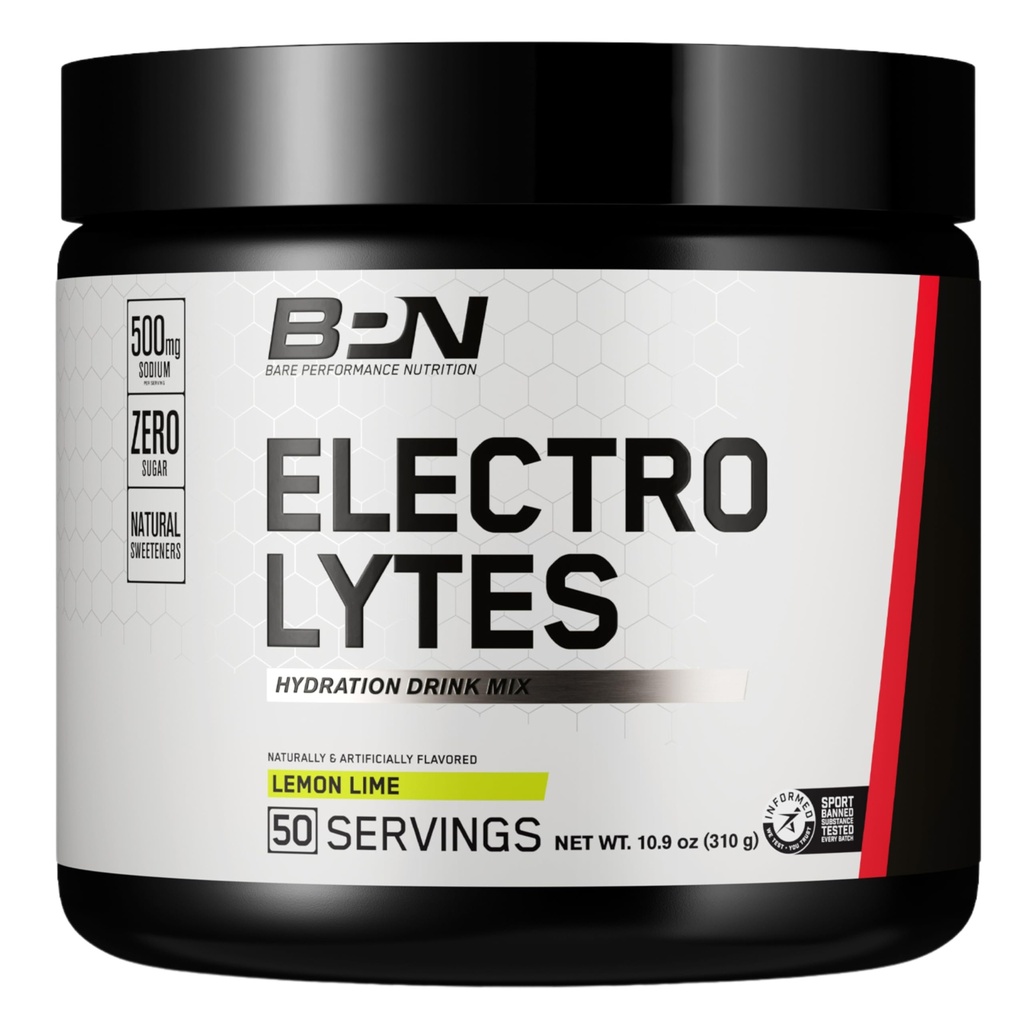 BARE PERFORMANCE NUTRITION BPN Electrolytes Hydratation Mélange de boisson de sucre Poudre d'électrolyte sans sucre de 500 mg de sodium par portion
