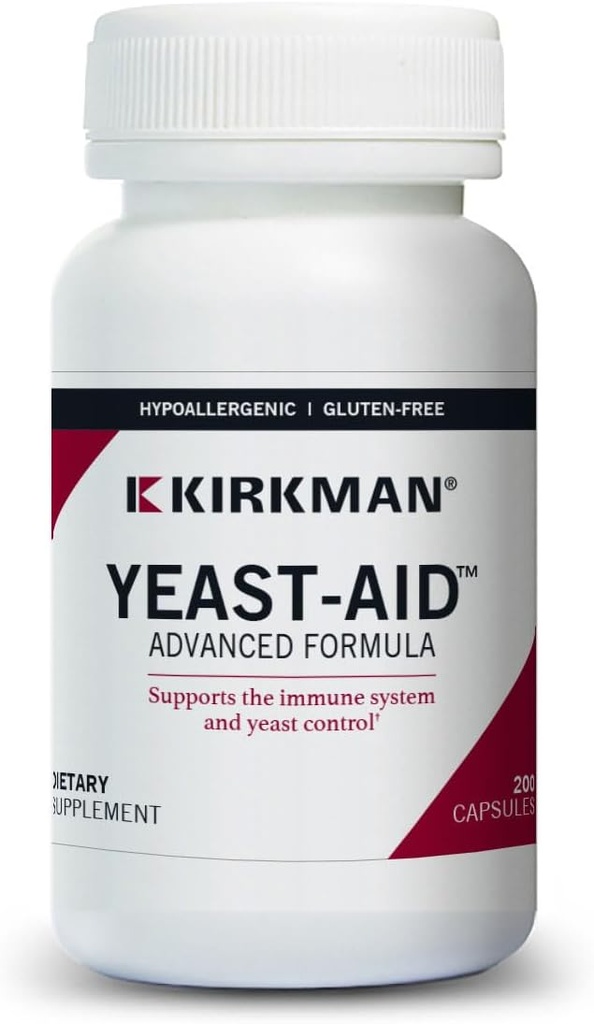 Kirkman - Levure Aid Formule avancée - 200 Capsules - Supports Levure Contrôle - Système immunitaire Support - Hypoallergénique