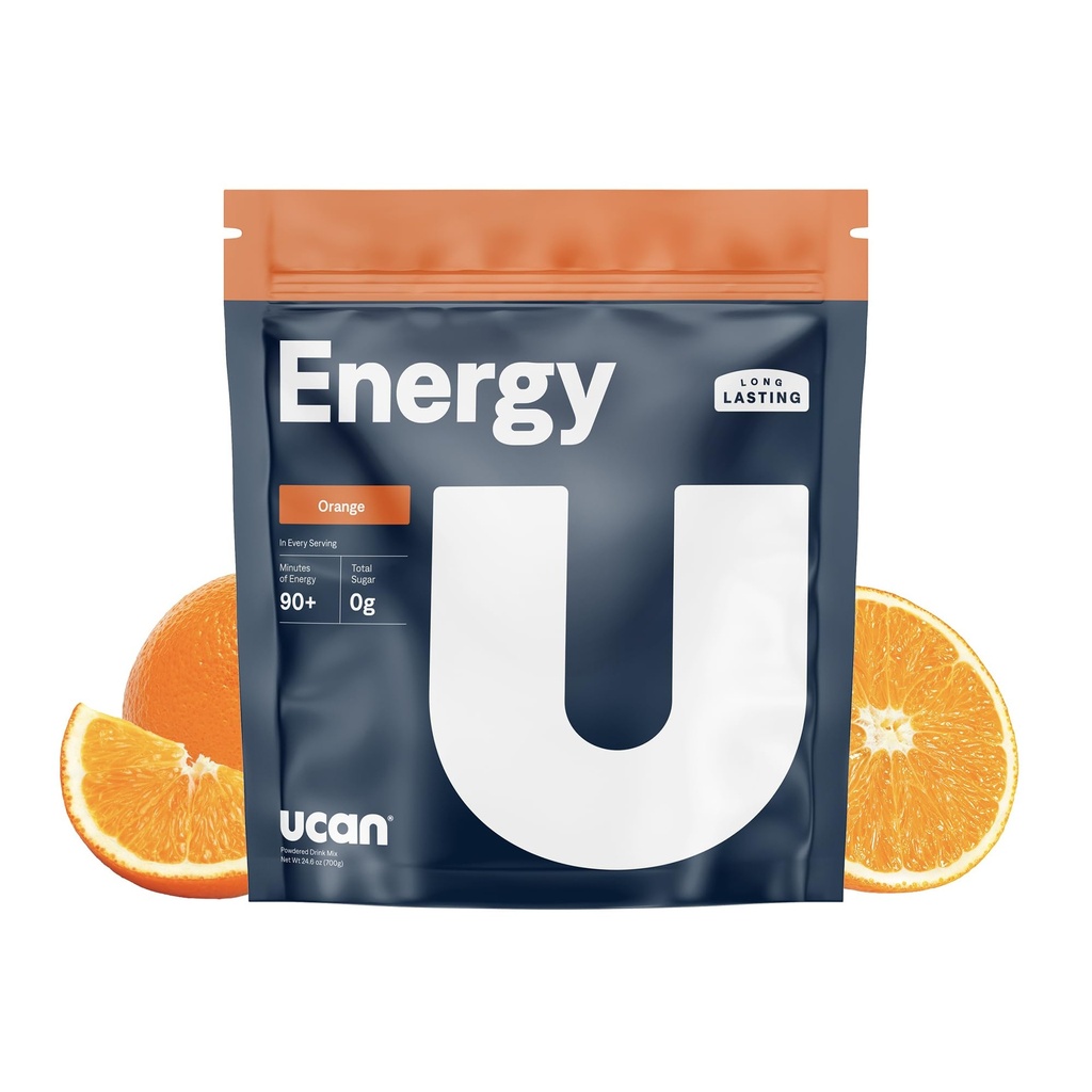 UCAN Energy Powder, Tropical Orange, Keto, Pré et post entraînement sans sucre pour les hommes et les femmes, Non-OGM, Vegan, Sans gluten, Idéal pour les coureurs, Gym-Goers et athlètes de haute performance (28 portions, 24.6oz)