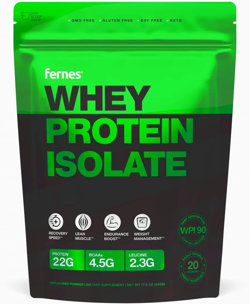 100% Grass-Fed Whey Protein Isolate Powder for Women & Men 22g with 4.5g BCAAs Non-GMO Hormone-Free No Artificials Keto Clean & Pure Low Lactose WPI 90 for Superior Digestibility - 20 Servings