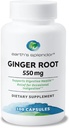 Splendeur de la Terre Ginger Root 550 mg Supplément pour les hommes et les femmes, soutient la santé digestive, pas de couleur artificielle ou de conservateurs (550 mg, 100 capsules)