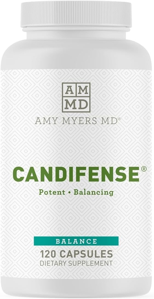 Amy Myers MD Candifense Candida supplément de surcroissance - Enzymes digestifs pour la digestion fibre - Gut Care pour un microbiome équilibré - sans gluten, sans produits laitiers et non-soy - 120 capsules (60 portions)