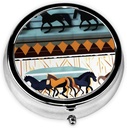 Pill Box, Small Pill Case for Purse & Pocket, Cute Medicine Organizer Travel Pillbox, Portable Pill Container Holder to Hold Vitamins, Medication, Fish Oil and Supplements,Horse Stripes Pattern