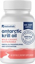 NativePath Antarctic Krill Oil - Wild-Caught Omega 3 Krill Oil 500mg Softgels avec EPA, DHA et Astaxanthin - Supplément pour l'articulation, le cœur, le cerveau et l'immunité - 60 ct - Pas d'arrière-goût de poisson