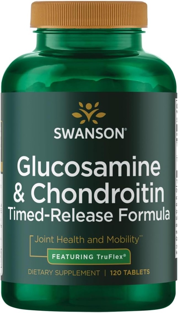 Swanson Glucosamine et sulfate de chondroïtine à libération temporelle 750/600 Milligrammes 120 Tabs