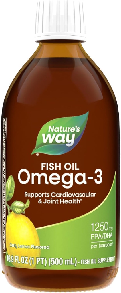 Nature's Way NutraSea Omega-3 Huile de poisson, 1250 mg EPA/DHA, Zesty Lemon Aromatisé, 16,9 fl oz.