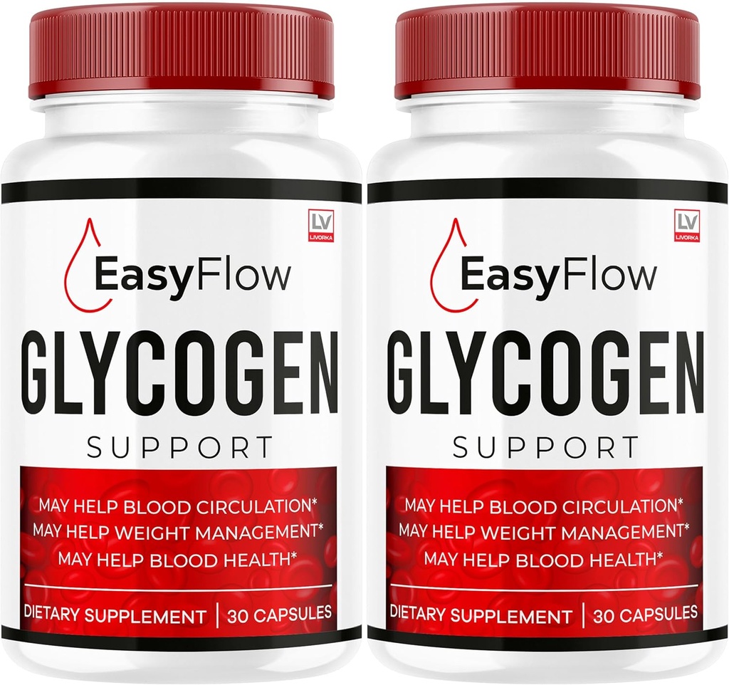 (2 Pack) Easy Flow Glycogen Support - EasyFlow Glycogen, Easy Flow, Easy Flow Glycogen Supplément, Glycogen Support Easy Flow, Easy Flow Glycogen, Glycogen Easy Flow, 60 capsules pendant 2 mois