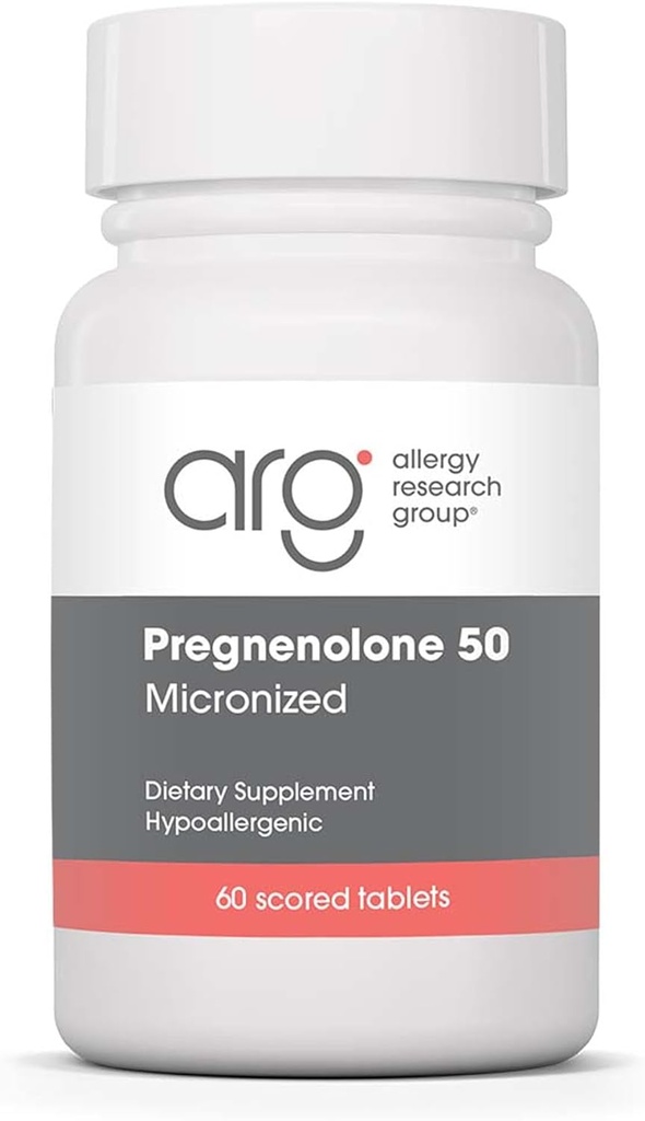 Groupe de recherche sur l'allergie Supplément à la pregnénolone - Suppléments à la progestérone 50mg, soutien à l'hormone et au stress, fabriqués à partir de l'igname sauvage non OGM, matrice lipidique micronisée, comprimés obtenus à partir de plantes et notés - 60 Nombre