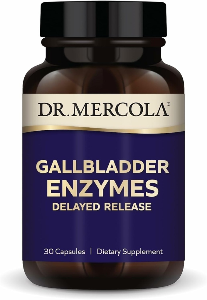 Dr. Mercola Gallbladder Enzymes - Gallbladder & Digestive Health Support - Includes Pancreatic Protease, Amylase & Lipase - Non-GMO, Gluten-Free & Soy-Free - 30 Delayed Release Capsules (30 Servings)