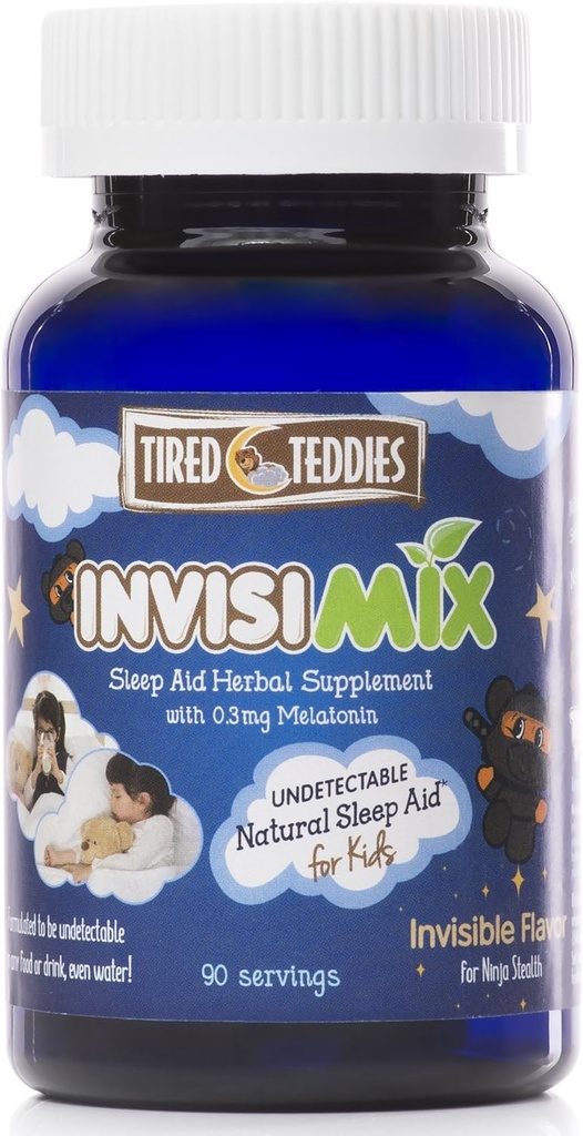 InvisiMix Mélatonine à faible dose 300 mcg - Sans goût Poudre sans texture Mélange liquide pour enfants 2+ ans, 90 portions