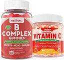 Gommies complexes de 2 paquets de vitamine B avec 2000 mcg de méthyle B12, folate de méthyle + 1 paquet de vitamine C