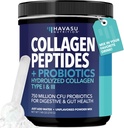 Poudre de peptides de collagène avec probiotiques - Hydrolysés à l'herbe de type I & III pour la peau des cheveux et la santé des ongles - GLP-1 Support nutritionnel pour la digestion - Easy-to-Mix, non aromatisé, 1 mois