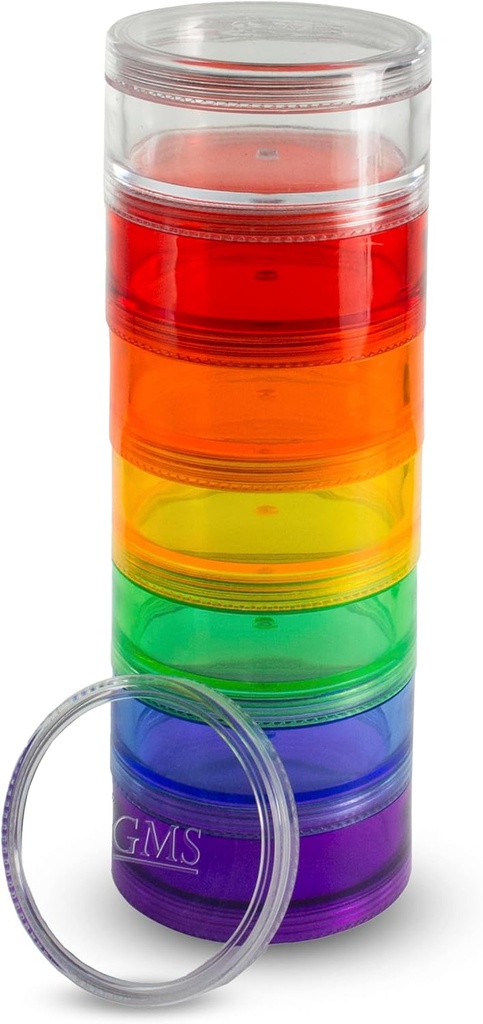 Organisateur de pilules de médecine de 7 jours - Boîte à pilules empilable - Convient aux petites et grandes comprimés et suppléments de vitamine - Gardez votre médicament quotidien organisé en un seul endroit - Grand - Rainbow