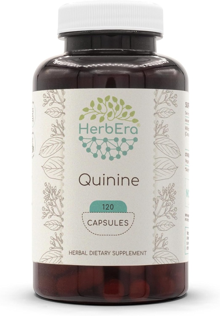 HerbEra Quinine 120 Capsules, 1000 mg, Wildcrafted Quinine (Cinchona officinalis) Dried Bark (120 Capsules)