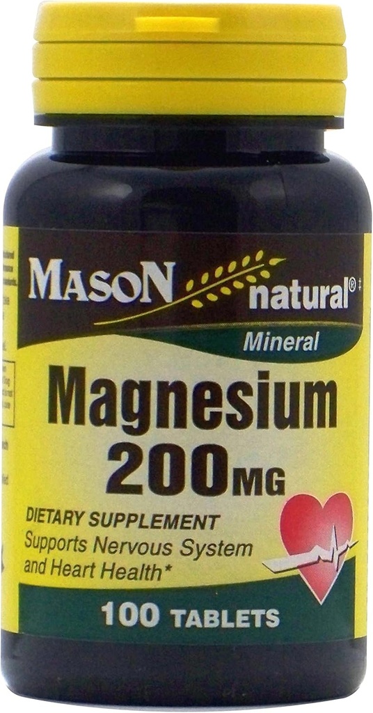 Vitamines Mason Magnésium 200 mg Comprimés,100 Compte