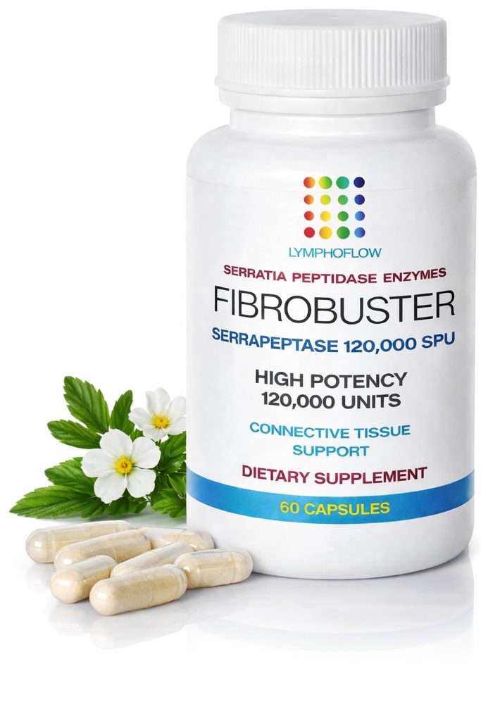 Bruizex FibroBuster Serrapeptase Enzymes protéolytiques 120,000 SPU I Fibrosis Care, Scar & Kéloïde Supplément de suppression Après 360 lipo, BBL, Liposuccion, Tummy Tuck I Récupération et soutien immunitaire I 60 capsules