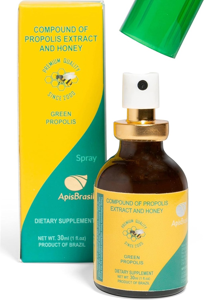 Brazil Green Bee Propolis Spray (30ml) - Natural Immune Support - Sore Throat Relief - Premium Quality - Pack of 1