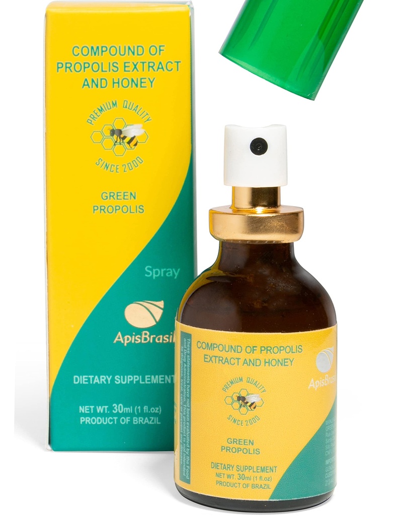 Brazil Green Bee Propolis Spray (30ml) - Support Immune Naturel - Soulagement de la Gorge - Qualité Premium - Pack de 1