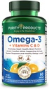Produits de pureté - Omega-3 Plus Vitamine C & D, 60 softgels