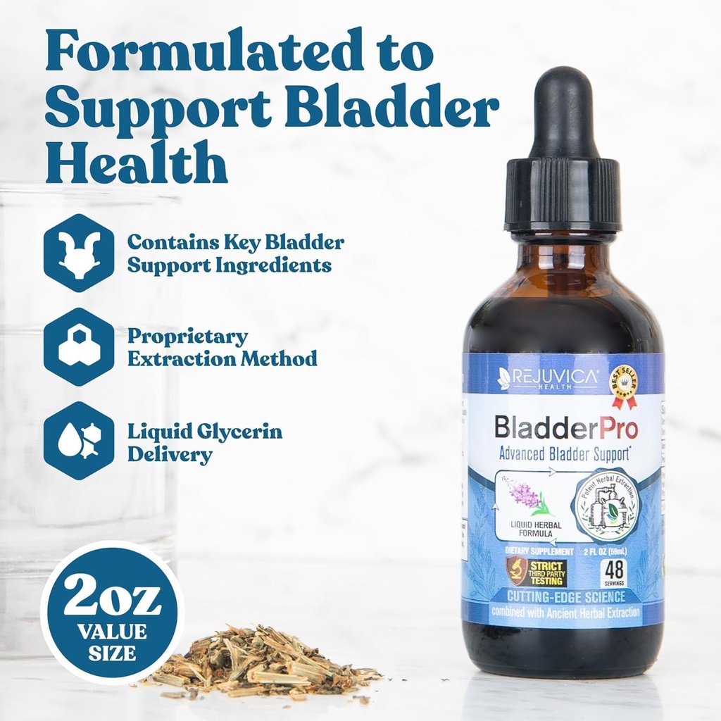 Rejuvica Health BladderPro pour les hommes et les femmes - Supplément de soutien Bladder - Livraison liquide pour une meilleure absorption - Graines de citrouille, Uva Ursi, Goldenrod et plus