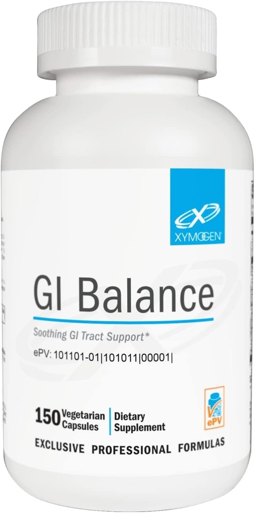 XYMOGEN GI Balance - Soutien apaisant du tract gastro-intestinal avec racine de marshmallow, réglisse, Quercetin, Zinc L-Carnosine, Aloe, Mucine gastrique - Soutient la santé de Gut + Fonction saine de Bowel (150 capsules)