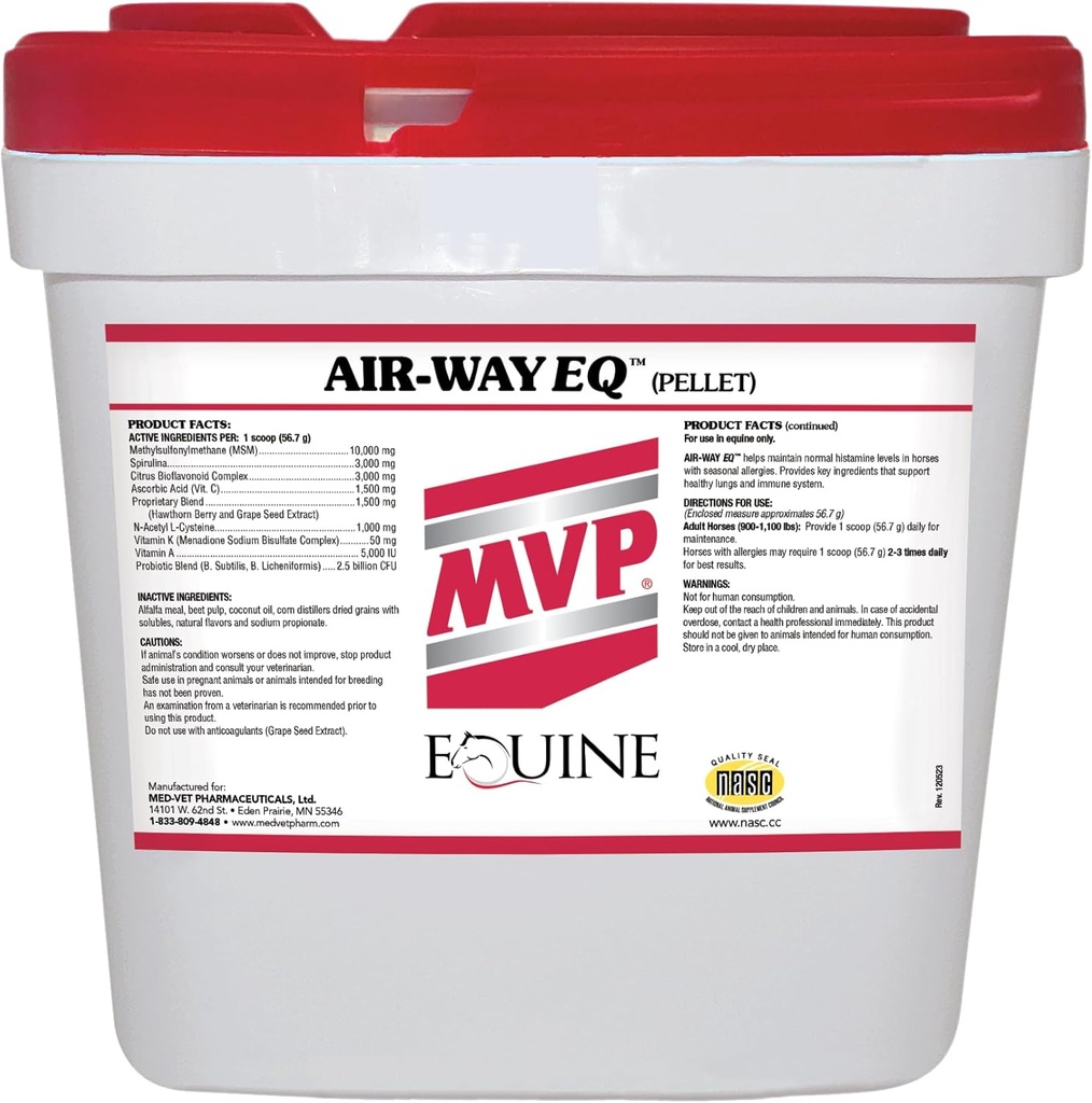Air-Way EQ (20lb) soutient la fonction pulmonaire saine et le soutien aux allergies saisonnières chez les chevaux