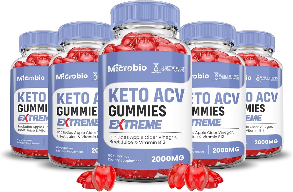(5 Pack) Microbio Keto ACV Gummies Extreme 2000MG Micro Bio Keto Gummies vinaigre de cidre de pomme formulé avec jus de betterave de grenade poudre B12 végétalien non OGM 300 Gummys