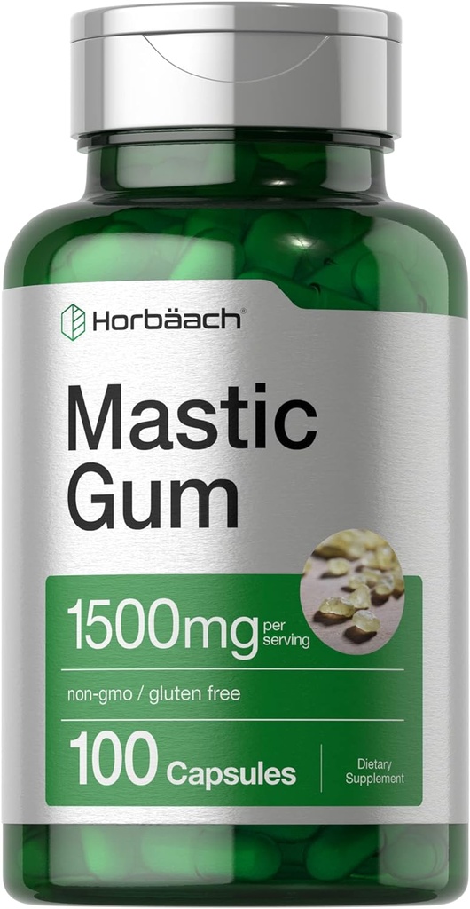 Horbäach Mastic Gum | 1500mg | 100 Capsules | Non-GMO & Gluten Free Supplement