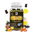 Huile de graines noires et de mousse de mer Gummies de mousse de mer irlandaise Gummy avec Ashwagandha, Huile de graines noires, Elderberry, Turmeric, Vitamine D3, C, Zinc - Soutien Immunity, Joints, Digestion, Croissance des cheveux - 60