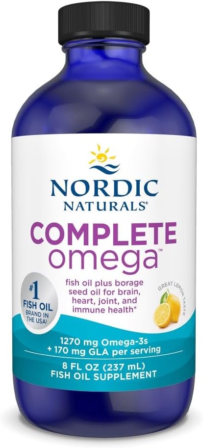 Nordic Naturals Complete Omega, Lemon Flavor - 8 oz - 1270 mg Omega-3 - EPA & DHA avec ajout de GLA - Peau saine, cognition, humeur positive - Non-OGM - 48 portions