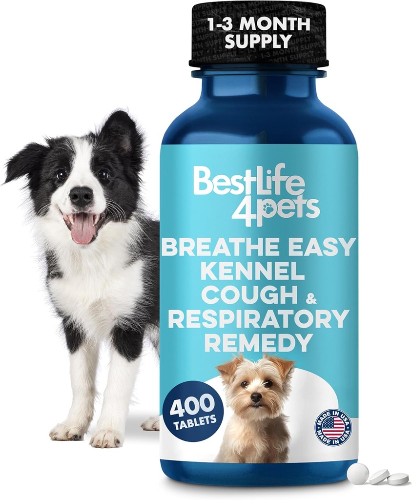 Respirez un soulagement de la toux naturelle facile pour les chiens - Chien aîné doux Respiration, congestion et éternuement Relief Plus Trachée et soutien des voies aériennes pour les chiens Brachycéphales assure des promenades calmes et sommeil reposant