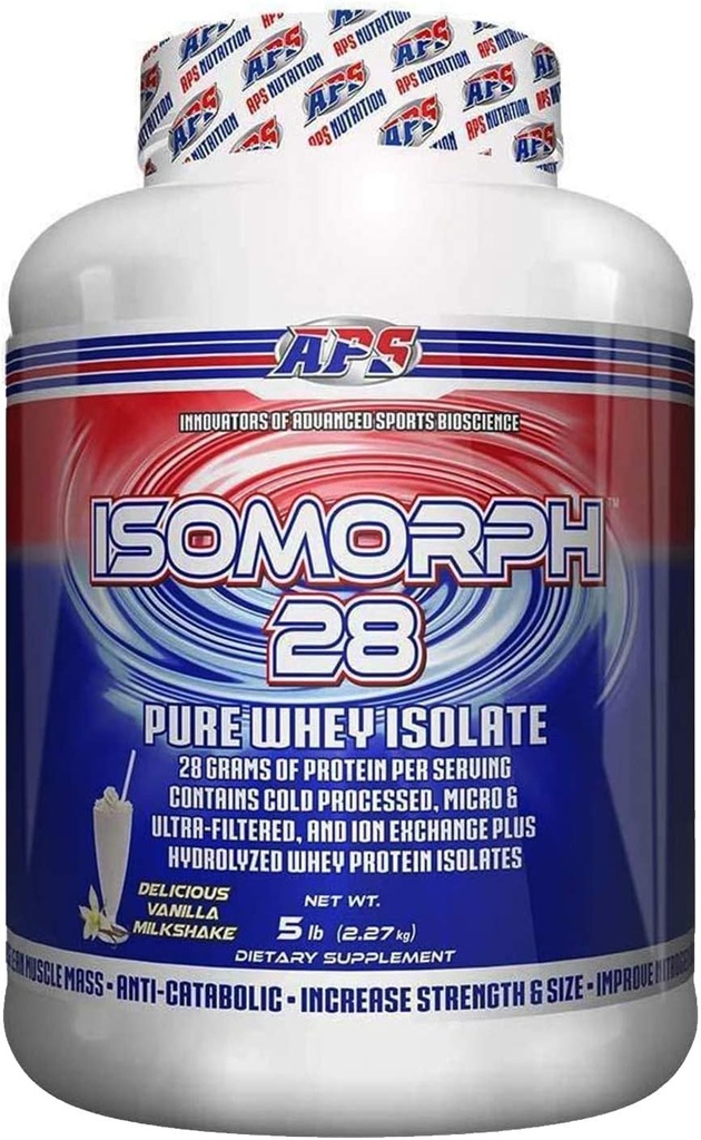IsoMorph 28 par APS Nutrition, supplément de poudre de protéines isolate de lactosérum pur, milkshake de vanille, 5 lb