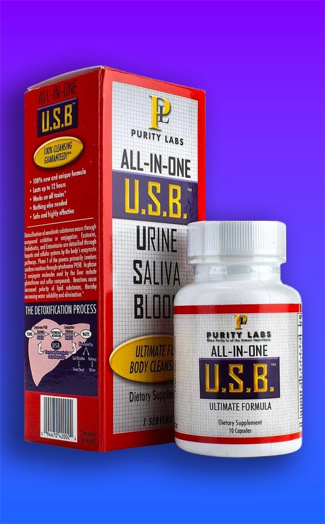 U.S.B. Purity Labs All-in-One USB Ultimate Formula Detoxification Supplément, 10 Capsules