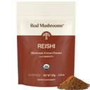 Véritables champignons Reishi Poudre de champignons - Extraits de champignons biologiques cueillis à la main - Reishi rouge pour le bien-être quotidien Tranquil avec bêta-glucanes végan, non-OGM, pas de remplissage de grains, 100 portions