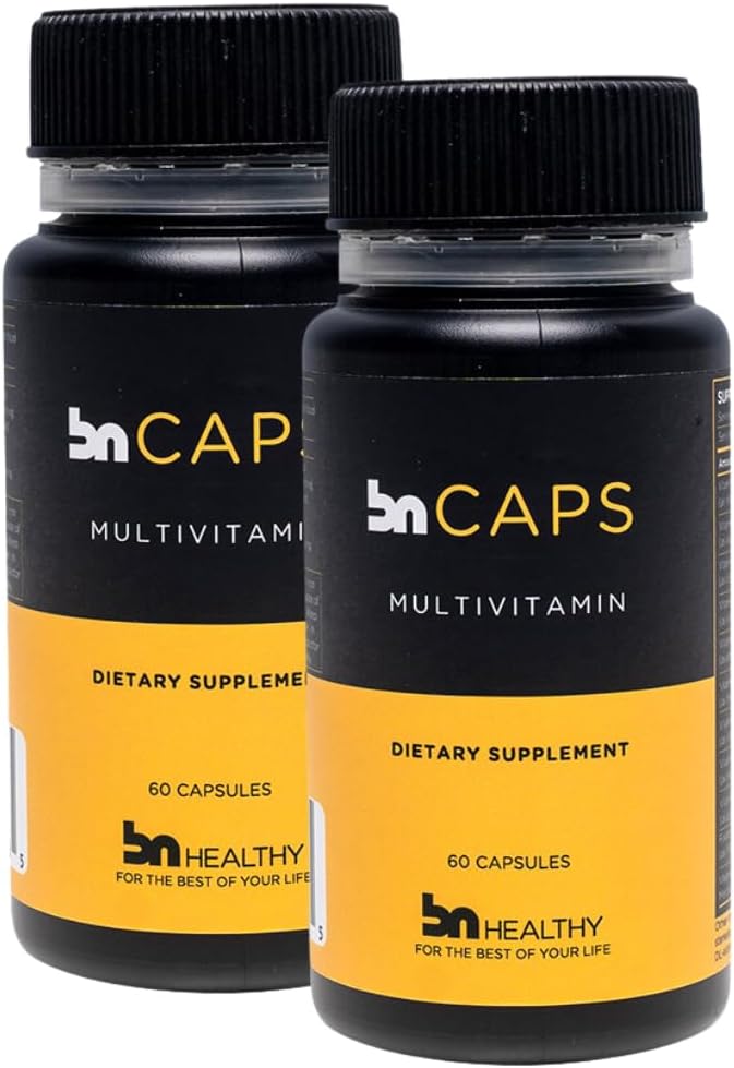 BN Caps - Multivitamine Capsule avec 22 nutriments essentiels: Vitamines A, B-6, B-12, C, D3, E, K, Biotine, Fer et zinc, soutient la santé globale des hommes et des femmes, 120 capsules, 120 jours d'approvisionnement (2 pack)