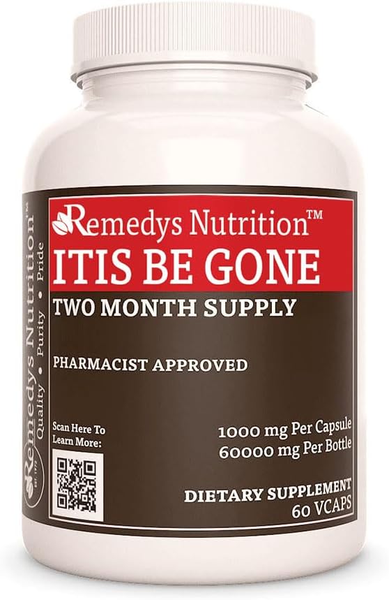 La nutrition de Remedy Itis Be Goone , 1000 mg, 60 Capsules de végétaliens Complément alimentaire à base de plantes , 2 mois d'approvisionnement