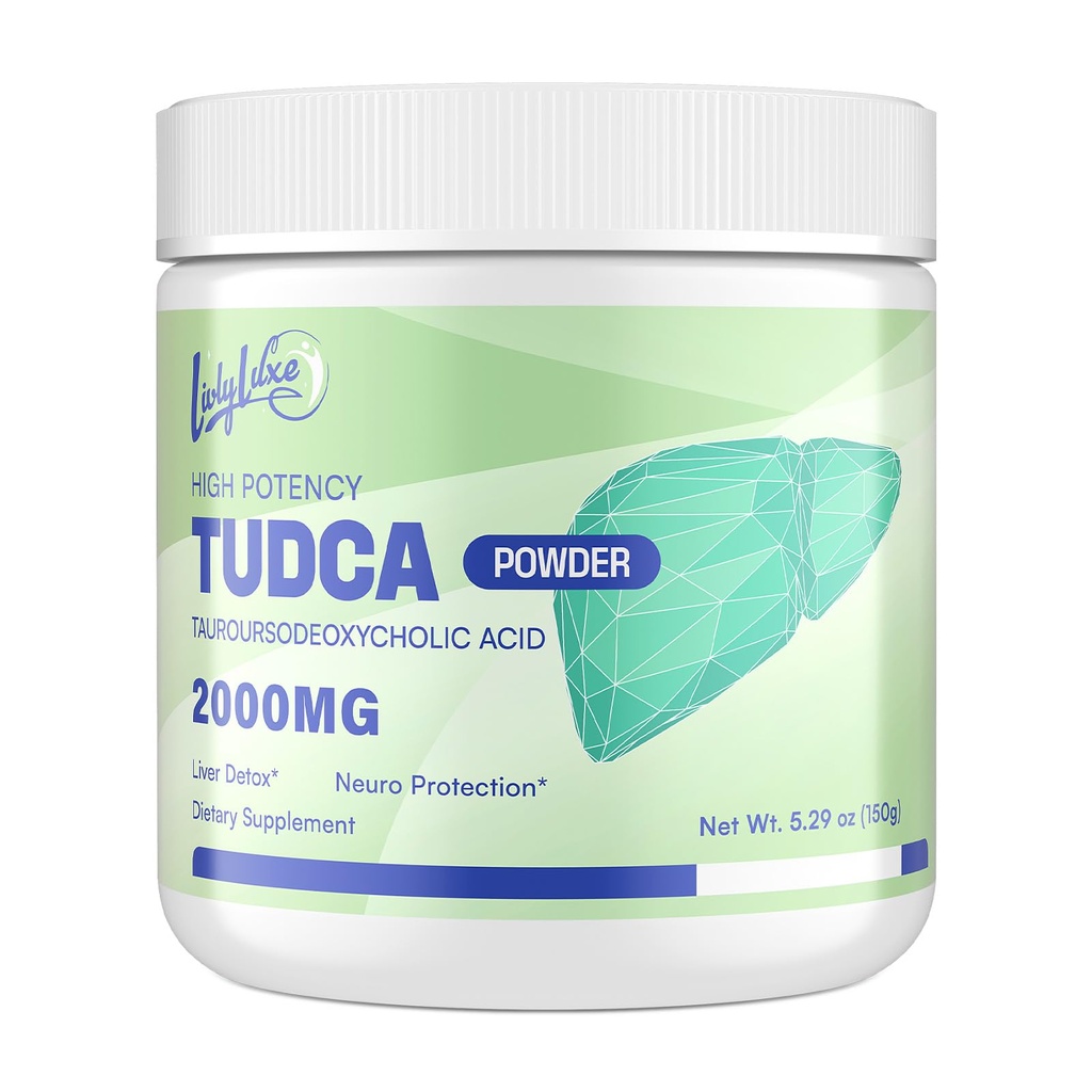 LivLyLuxe TUDCA Supplément de soutien du foie en poudre – Détox du foie à haute absorption de 2000mg et soutien à la réparation avec chardon de lait, artichaut, sels de bile, oxybile, mélange herbale– 30 portions, non-OGM
