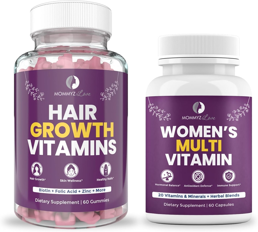 Vitamine après la perte de cheveux de mamanz Love - Gommies de biotine pour la croissance des cheveux, la peau radiante et les ongles forts Plus femmes multivitamines quotidiennes pour la santé, l'énergie, le focus et l'humeur des femmes