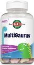 KAL MultiSaurus Kids Multivitamines à croquer, 11 vitamines et minéraux essentiels pour les enfants, les baies, le raisin, les noix d'orange, sans gluten et fructose, 90 portions, 90 croustilles en forme de dinosaure