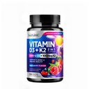 Vitamine D3 K2 – Vitamine D à croquer 5000 UI et K2 MK-7 100 mcg – 2 en 1 Vitamine D K2 Supplément à croustilles - Immune, coeur et os Support – Non OGM - Saveur de baies savoureux - 120 comprimés à croquer
