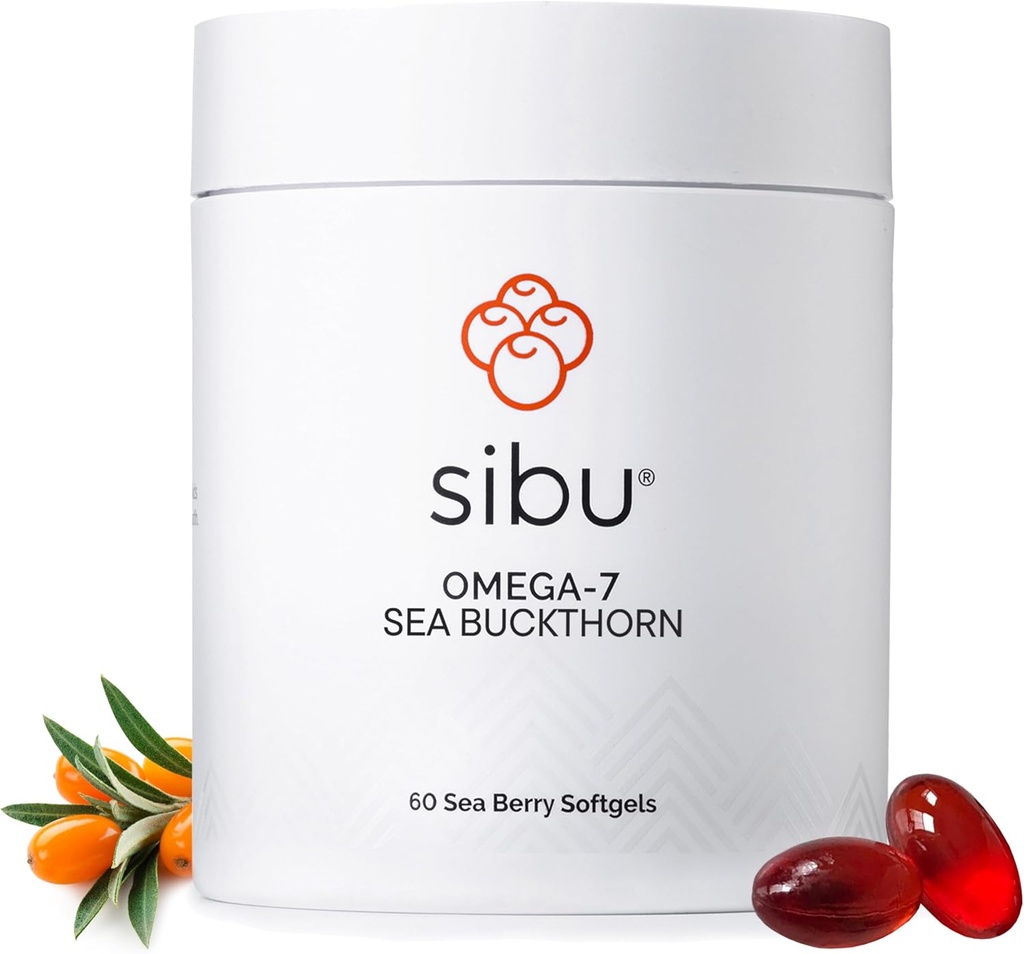 Sibu Sea Buckthorn Omega-7 Softgels Starter Kit (60ct, 30 Day Supply) – Supplément pour une peau saine, cheveux, ongles et sécheresse