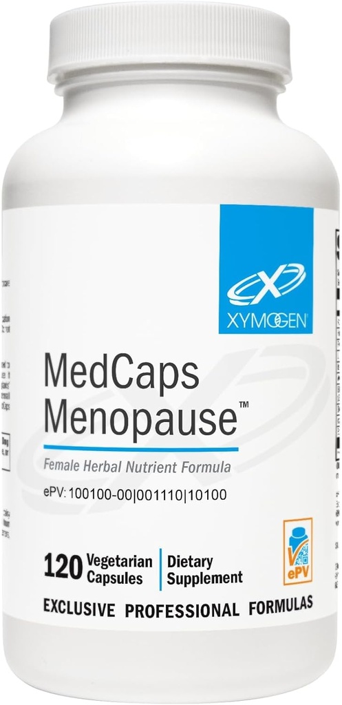 XYMOGEN Medcaps Ménopause - Suppléments de ménopause pour femmes - Fabriqué avec Dong Quai, Isoflavones, Extrait de ginseng, Racine de réglisse + Coho noir - Sans gluten (120 capsules)